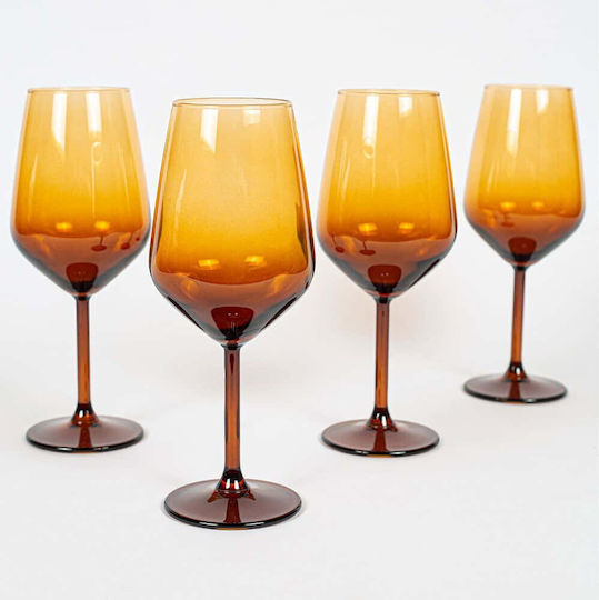 Hermia Set of Glasses for White Wine Made of Glass in Yellow Colour 490ml 4 Pieces