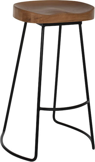 Taburet de bar Negru-Natural 48x40x70 cm