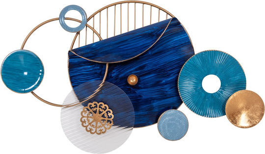 Wanddekoration Geometrisches Element Blau aus Metall 87x54cm
