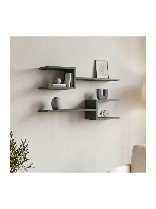 Ράφι Τοίχου Galler Ανθρακί 79x19.5x18εκ.