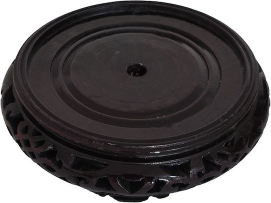 Artekko Καφέ Ξύλινη Βάση Βάζου Λάμπας Φ13.5cm 17.5x17.5x5 Cm
