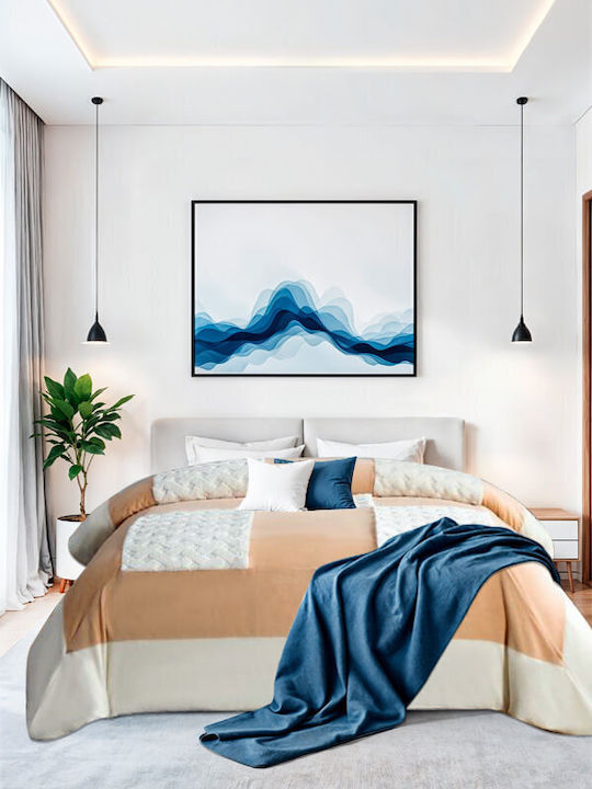 Sherpa Comforter Double 220x240cm Square Salmon-White