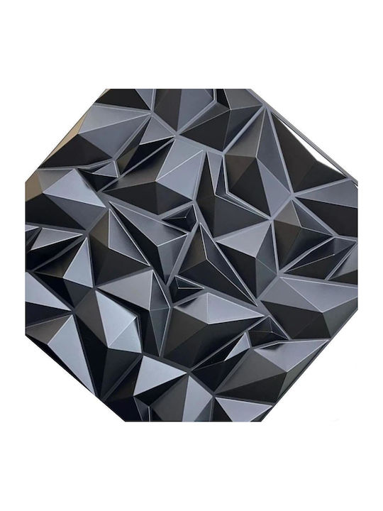 3D Релефен Декоративен Стенен Панел PVC 50cm x 50cm Diamond Черен 1 Бр D101b
