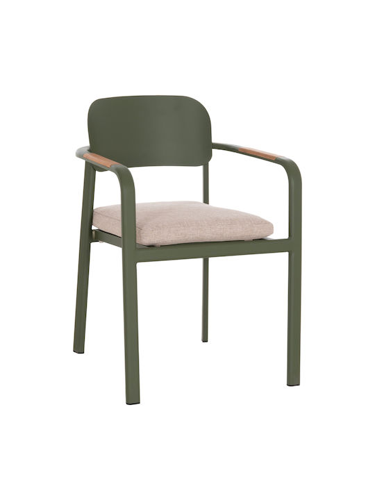 Elara Wooden Dining Armchair Green 56x62x78cm