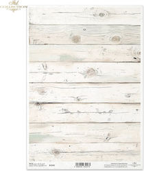 Decoupage Rice Paper White Wooden Texture A4