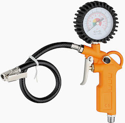 Professional Tire Inflator Gun Pressure Gauge Maximum Pressure 12 Bar Orange Casing