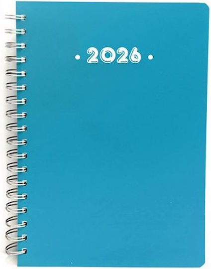 Ydrogeios Daily Planner 2026 Light Blue Spiral 12x17cm