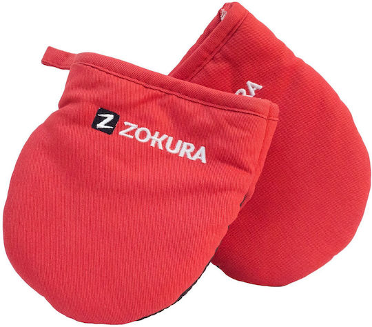Zokura Fabric Red Oven Mitt 2 Pieces