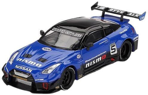 Nissan GTR R35 LB-Silhouette Works GT Син 2025 Модел Автомобил 1:64 Mini GT MGT01124-L
