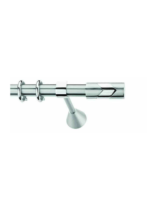 Enis by Domus Metallic Curtain Pole Eurotas Single Diameter 25mm Length 160cm Nickel Matte