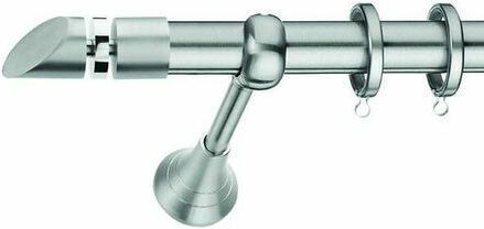 Enis by Domus Metallic Curtain Pole Karpathos Single Diameter 25mm Length 160cm Nickel Matte