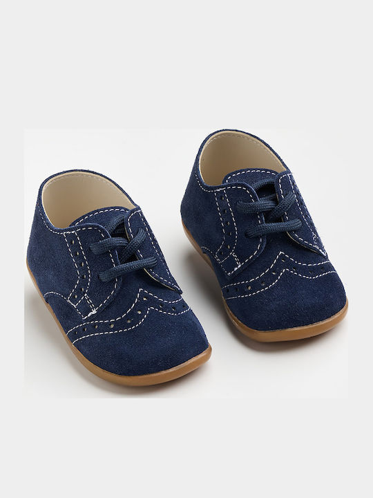 Ever Kid Christening Leather Oxfords Soft Sole Blue A612M