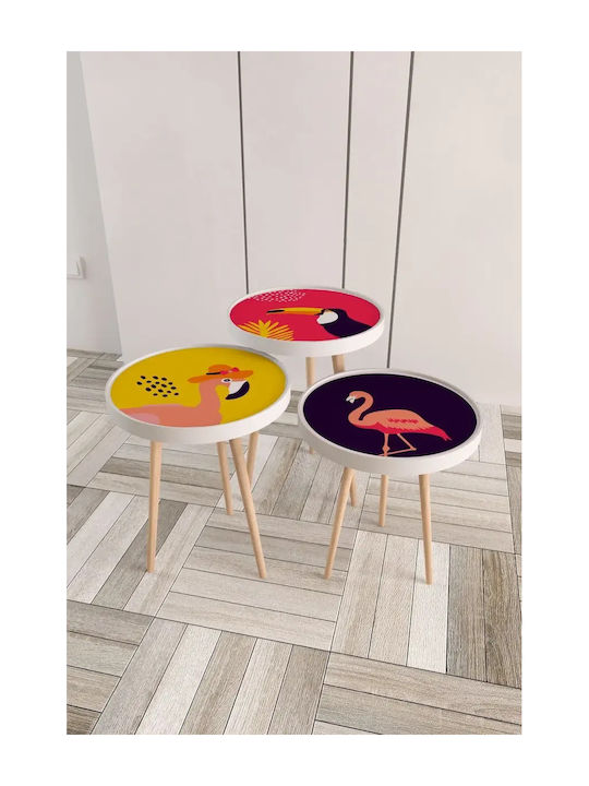 Decorative Set of 3 Zigon Coffee Tables Multicolour 38x38x52 cm