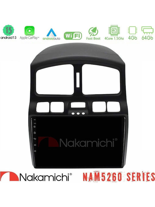 Nakamichi Nam5260 Series 4core Android13 4+64gb Hyundai Santa Fe 2000-2006 Navigation Multimedia Tablet 9" Carplay + & Android Auto