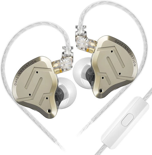 KZ Ακουστικά Ψείρες In Ear Zsn Pro 2 Mic Χρυσά