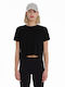Γυναικείο Αθλητικό Crop T-shirt Μαύρο