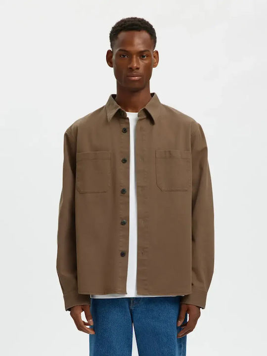 Selected Μακρυμάνικo Overshirt Καφέ
