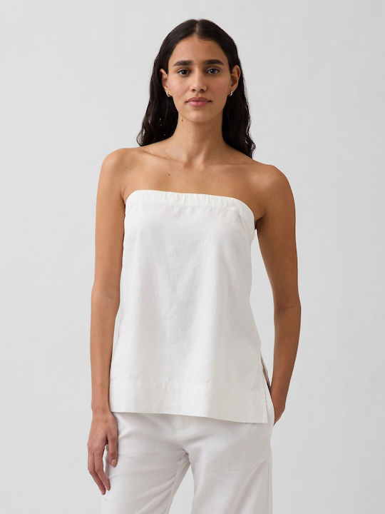 Women's Summer Linen Sleeveless Blouse New Off White