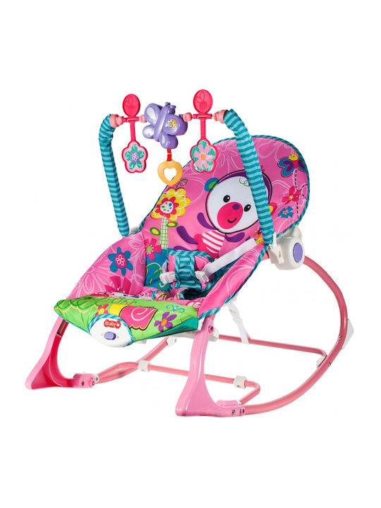 MalPlay Balansoar Electric pentru Bebeluși cu Vibrație Roz pentru Copii până la 18kg