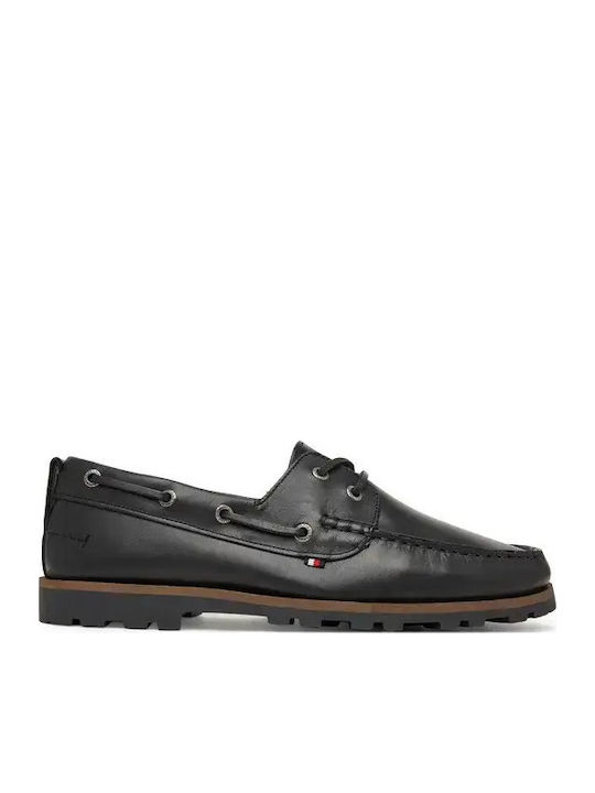 Leather Women's Boat Shoes in Black Colour