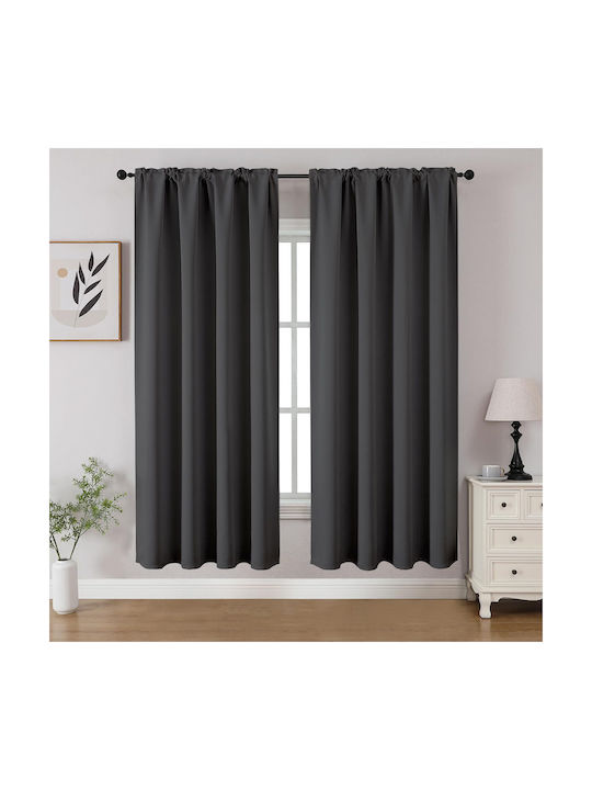 Cucraf Perdea Opacă Pentru Fereastră Cu Capse Gri Închis 52x63cm