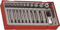 Teng Tools Καρυδάκια με Καρέ Υποδοχής HEX Σετ 23τμχ