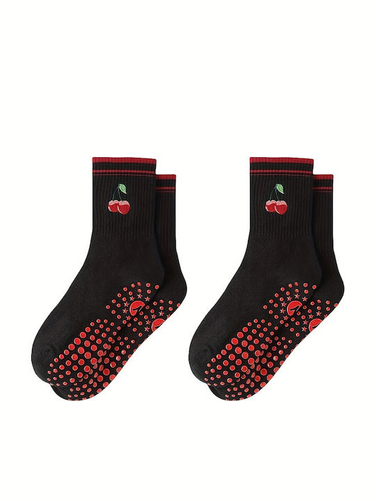 Anti-Slip Yoga & Pilates Socks Set 2 Pcs Black Red