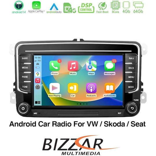 Bizzar Car Audio System for Seat Alhambra / Leon / Toledo Skoda Fabia / Octavia / Praktik / Rapid / Roomster / Superb Volkswagen Amarok / Beetle / Caddy / Eos / Golf / Jetta / Passat / Passat CC / Polo / Scirocco / Sharan / Tiguan / Touran / Transporter 2009-2015 with 7" Touch Screen