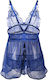 Blau Mesh Babydoll String