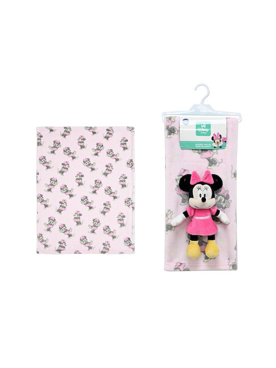 Disney Κουβέρτα Αγκαλιάς & Λίκνου Minnie Fleece Ροζ με Ζωάκι 75x100εκ. 2τμχ