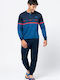 Lotto Winter Herrenpyjama Baumwoll Herrenpyjamas Blau