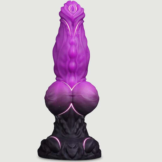 Realistic Dildo With Scrotum And Suction Cup Purple 23cm