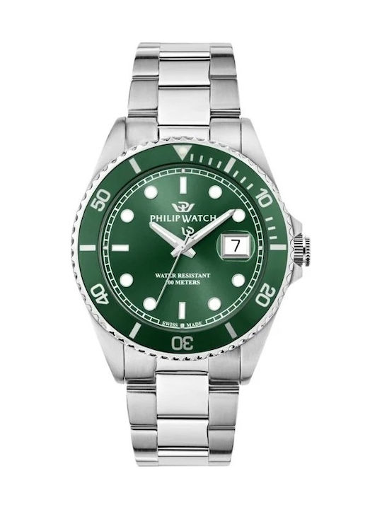 Philip Watch Caribe Men's Battery Watch with Silver Metal Bracelet