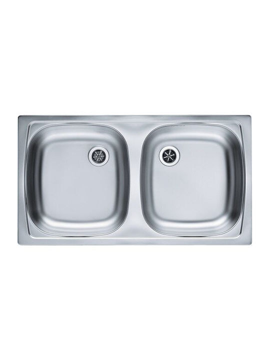 Alveus Ένθετος Νεροχύτης Inox με Μπαταρία Μ78xΠ43.5cm Γκρι