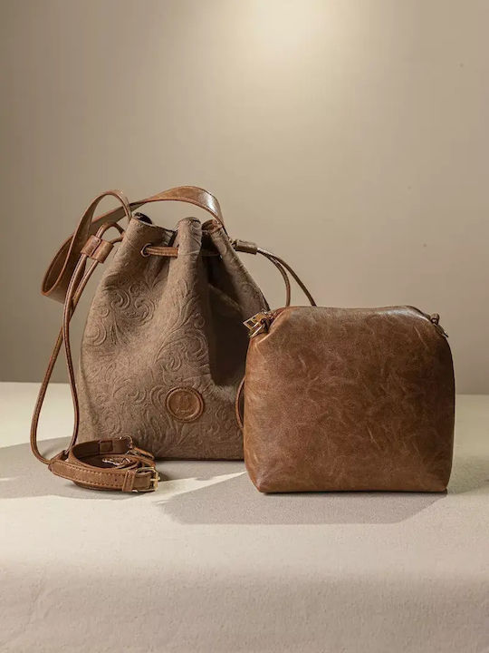 Fragola Γυναικείο Πουγκί Ώμου Light Brown Art
