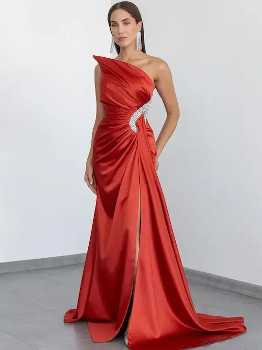 Kinzi Satin Dress for Wedding and Christening Red