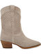 Suede Women's Ankle Boots with Medium Heel Beige