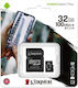 Kingston 32GB Class 10 UHS-I 100MB/s με αντάπτορα