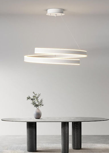 ArkoLight White LED Pendant Ceiling Light with Warm to Cool White Light 60x60x63cm