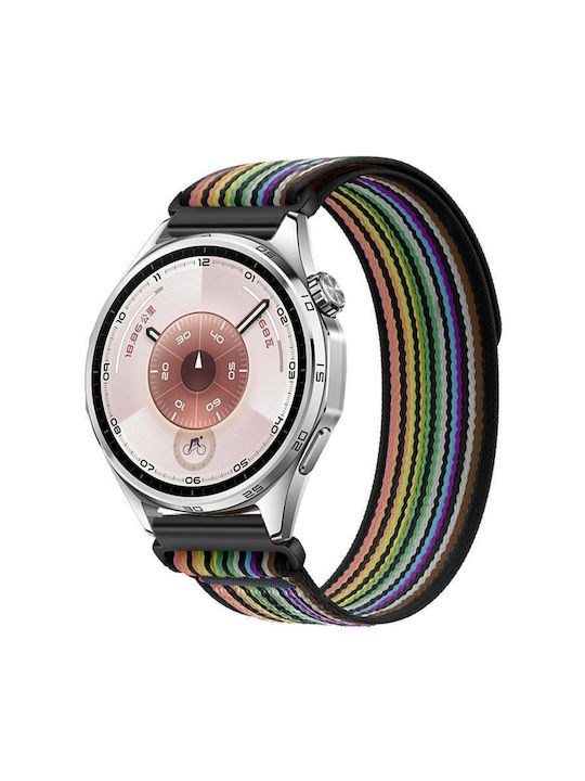 Λούρακι Nylon Hook Loop Fastener Huawei Watch Gt 6 46mm Μαύρο Πολύχρωμο