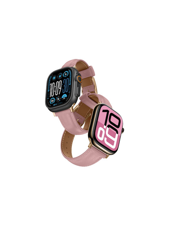 Amazingthing Class Band Leather Strap Apple Watch 45 46 49 Mm Pink