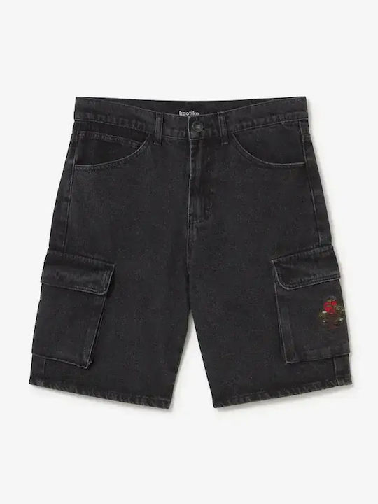 Herren Shorts Cargo Denim Schwarz