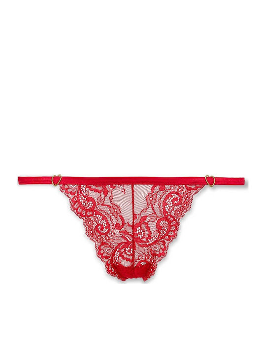 Women's String With Lace Red 728-Red
