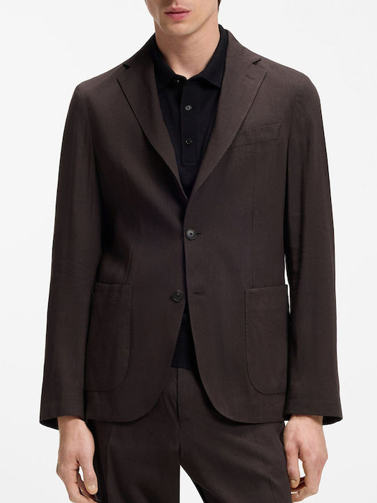 Boss Sommer Herrenanzugsjacke mit Schlanke Passform Dunkelbraun Boss Sommer Herrenanzugsjacke mit Schlanke Passform Dunkelbraun