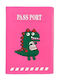 Cute Traveler Passport Case Dino Fuchsia