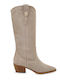 Suede Women's Boots with Mid Heel Beige