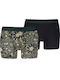 Boxeri pentru Bărbați Green/Black cu Imprimeuri 2 Pack