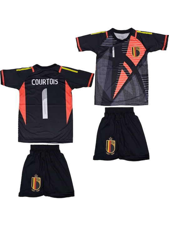Παιδικό Σετ Ποδοσφαίρου Courtois Εθνική Βελγίου Special Edition Μαύρη Balón De Oro Unisex Παιδικά Black Ab125