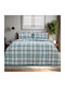 Lino Home Cotton Duvet Cover Set 165x245cm Single with Pillowcase Panier Blue