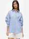 Long Sleeve Women's Shirt Blue Striped